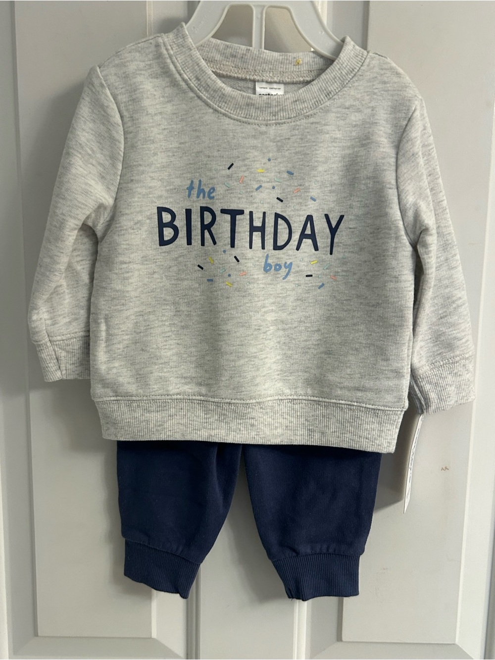 NWT-Carter's Gray 'Birthday Boy' Sweatshirt and Navy Joggers Set
